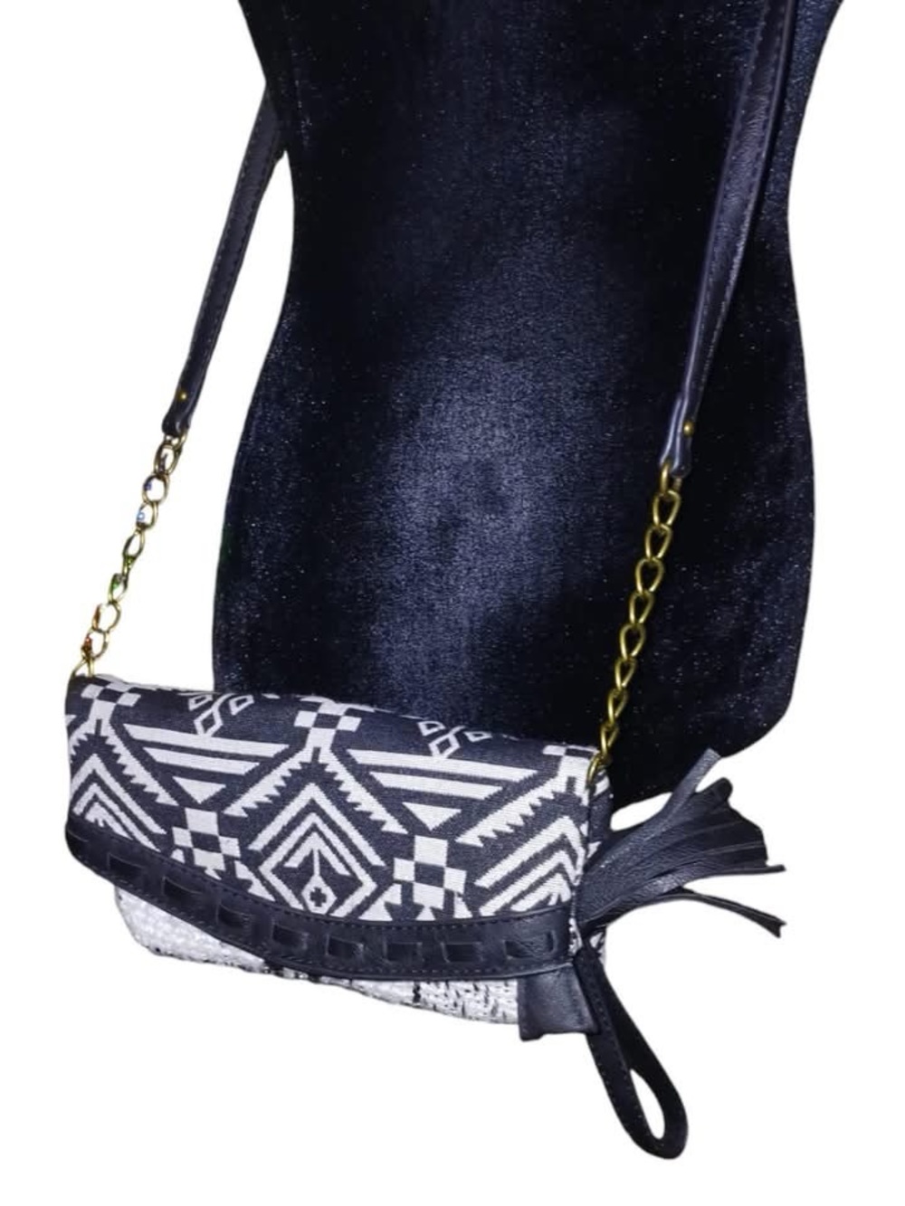 Black & White Geometric Crossbody Bag